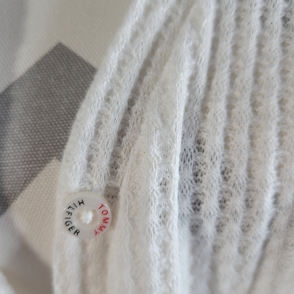 Womens Tommy Hilfiger White waffle weave button front cardigan Size Med - Picture 5 of 8